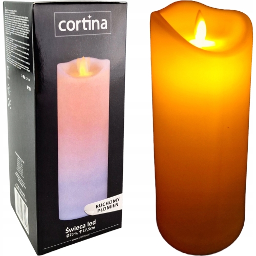 Świeczka led biała, ruchomy płomień, ciepły biały, wysokość 17 cm średnica  7 cm, oryginalne pudełko