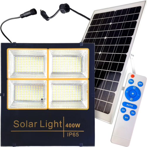 duża lampa uliczna solarna led,  duży panel solarny, pilot