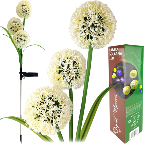Lampa solarna dmuchawiec na piku, 3 główki biało żółte, kolor świecenia ciepły biały,  wysokość  75 cm, oryginalne opakowanie