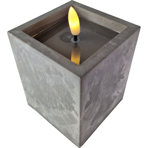 świeca led efekt betonu, ciepły biały , wysokość 10 cm szerokość  8 cm