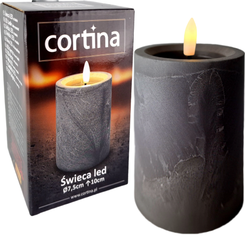 Świeca led efekt betonu, ciepły biały, wysokość 10 cm średnica 7,5 cm, oryginalne pudełko