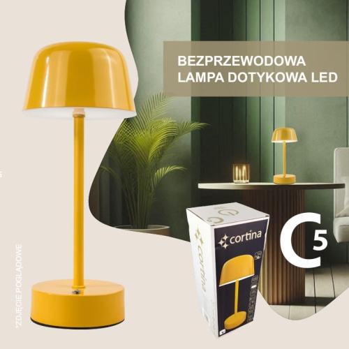 Żółta lampa bezprzewodowa, oryginalne opakowanie, wysokość  27 cm
