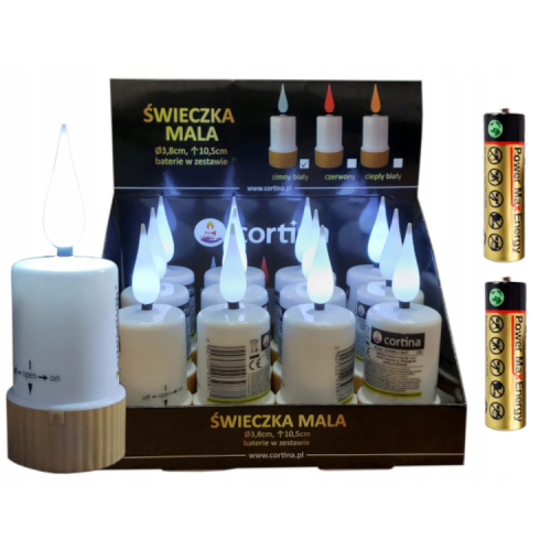 Zestaw białych małych świeczek do znicza 12 sztuk,  zimny biały, wysokość wkładu 10,5 cm średnica 3,8 cm