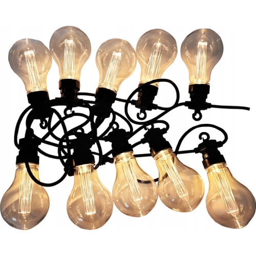 girlanda 10 led, żarówki, ciepły biały, ciemny kabel