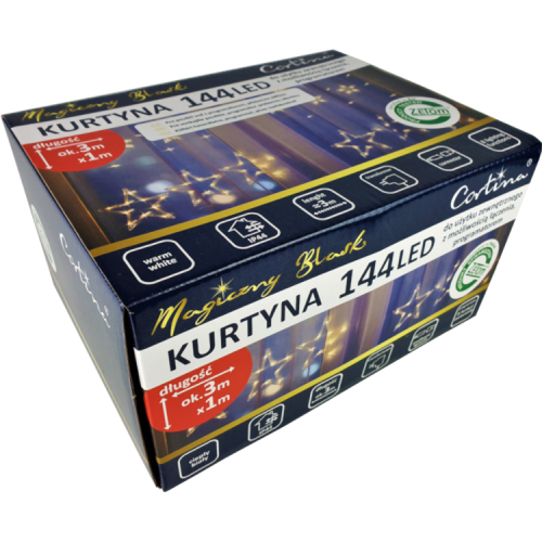 120.pngoryginalne pudełko kurtyny świetlnej, gwiazdy 144 led , ciepły biały