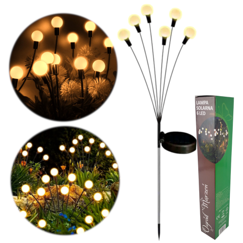 Lampka Kulki solarne 6 LED wysokość 72 cm, kolor ciepły biały