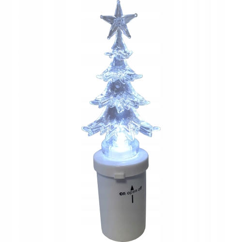 wkład led choinka, zimny biały, biała podstawa, wysokość  16.,5 cm