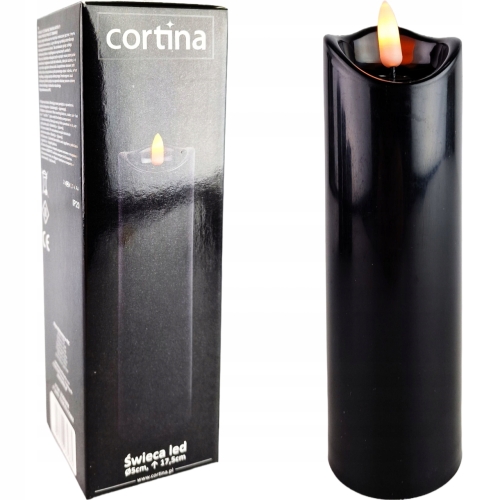 czarna świeczka led, ciepły biały, wysokość 17,5 cm, średnica 5 cm , oryginalne pudełko