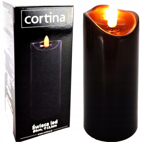 czarna świeczka led, ciepły biały, wysokość 12,5 cm średnica 5 cm, oryginalne pudełko