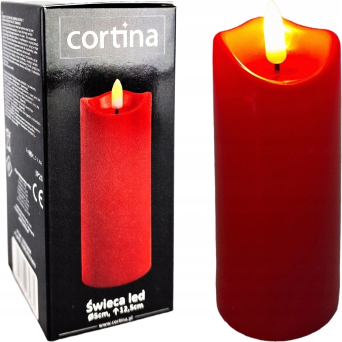 czerwona świeczka led, ciepły biały, wysokość 12,5 cm średnica 5 cm, oryginalne pudełko